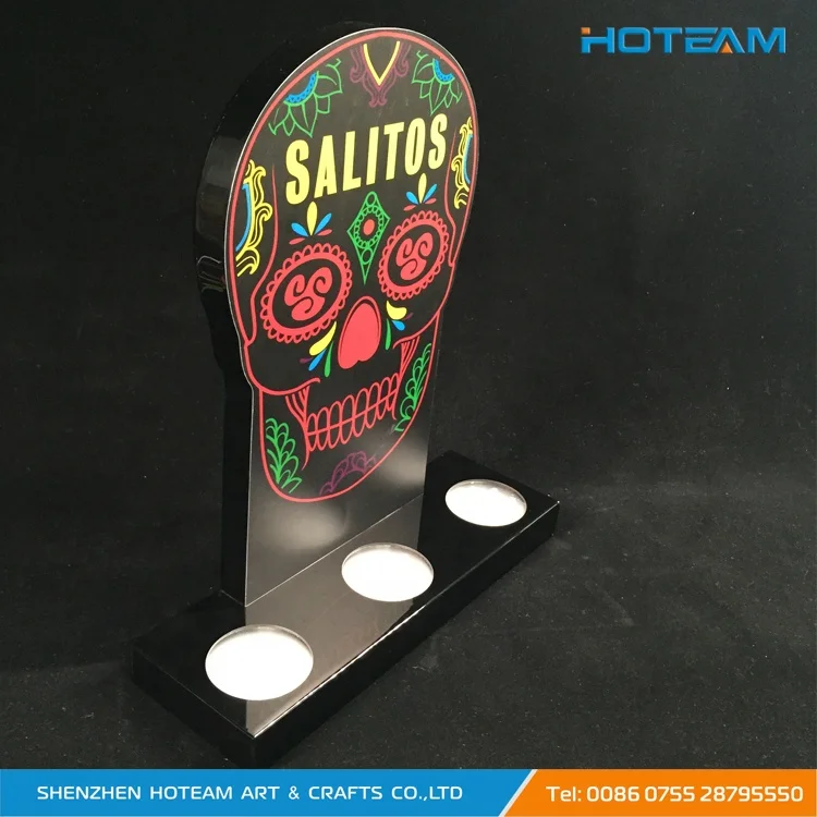 SALITOS Acrylic 3 Bottles Glorifier Light Bar Countertop Display Mancave Stand