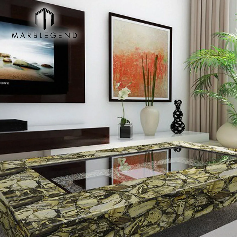 
Luxury home decoration natural large green gemstone quartz slab 