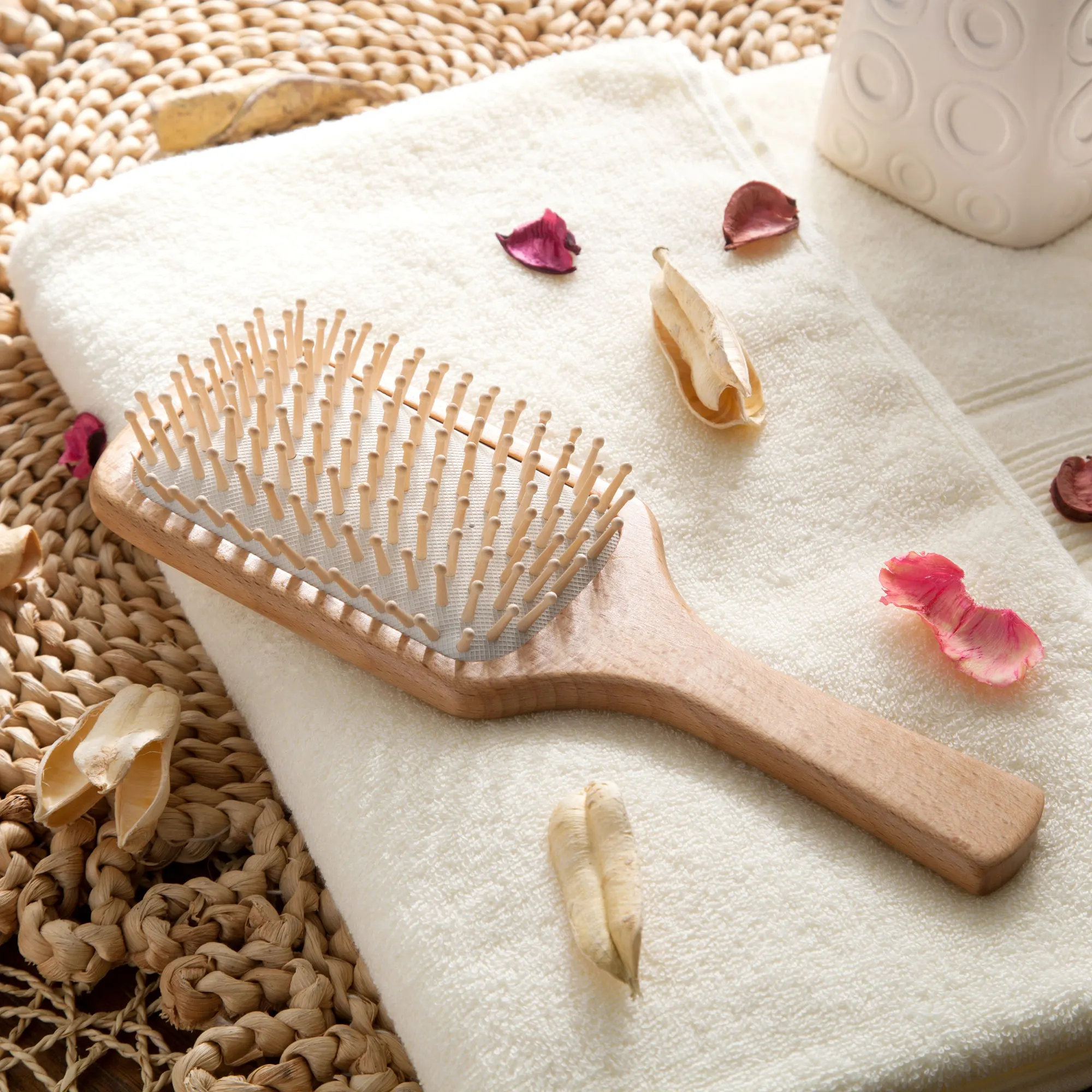 Natural Wooden Square Hair Beauty Brush and Comb
