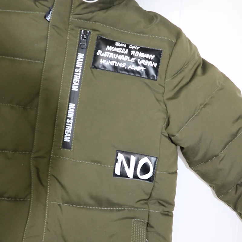 Fashion customized size woven winter boys down jacket custom kids down coat  kids fur collar down jacket