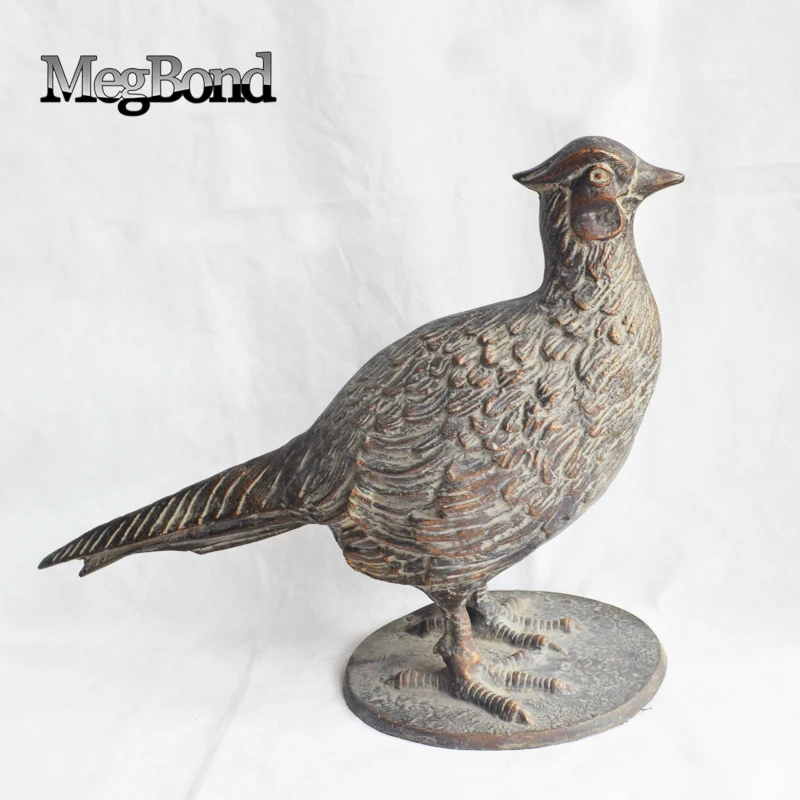 Pheasant Figurine Home Decor, Big Bird Statue Animal Sculptures Figures Bronze Mid-Century Modern Art