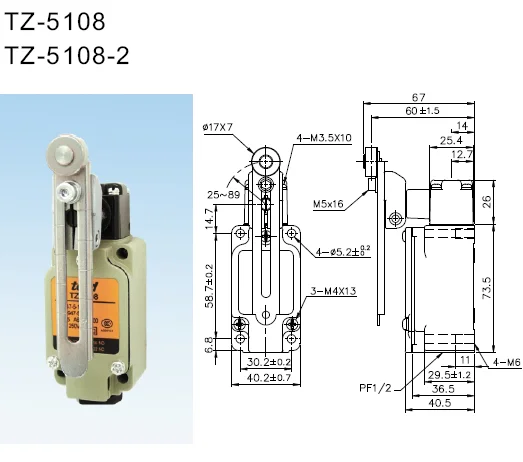 Travel Switch Tend brand TZ-5108 Wide selection of two-circuit double-break Limit Switch
