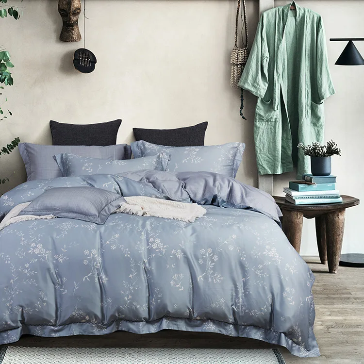 High Quality 300Tc digital printed 100% Lyocell eucalyptus  tencel bedding set