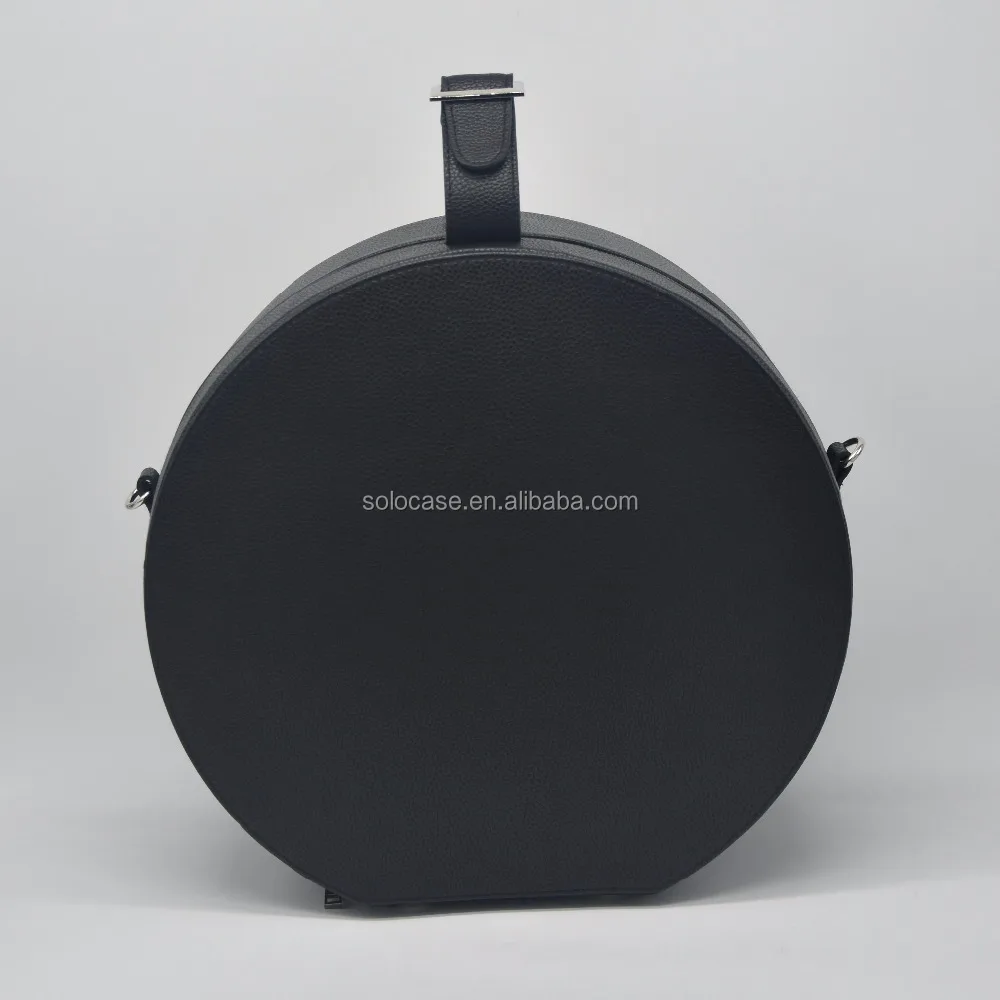 Vintage Round Suitcase Hat Case Overnight Luggage Blue hard Sided vinyl suitcase Standing Round Suitcase Luggage