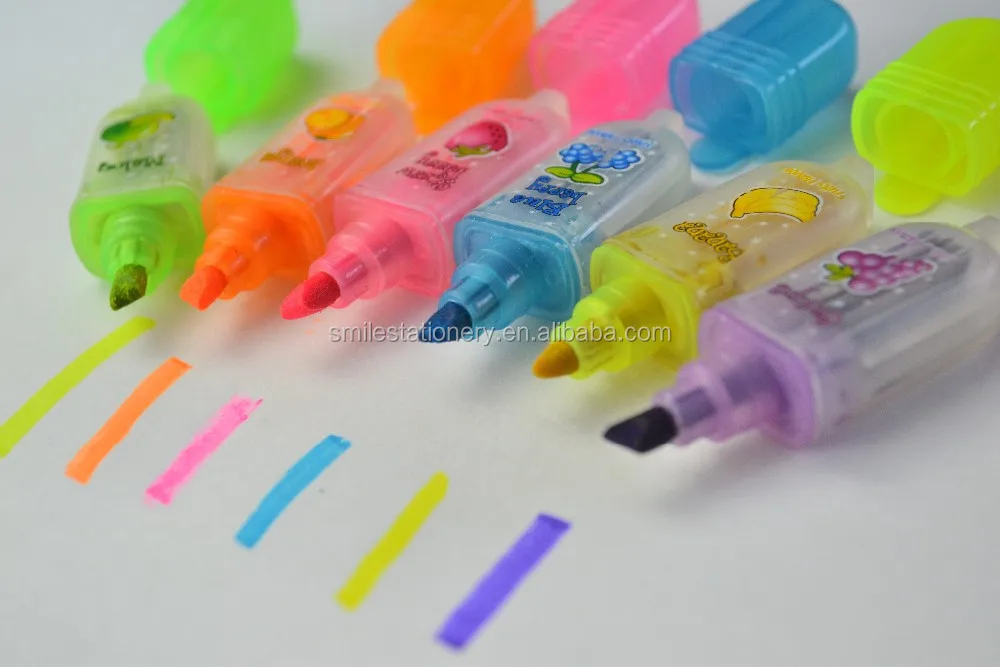 Hot sales fruit scented mini highlighter marker pen for kids