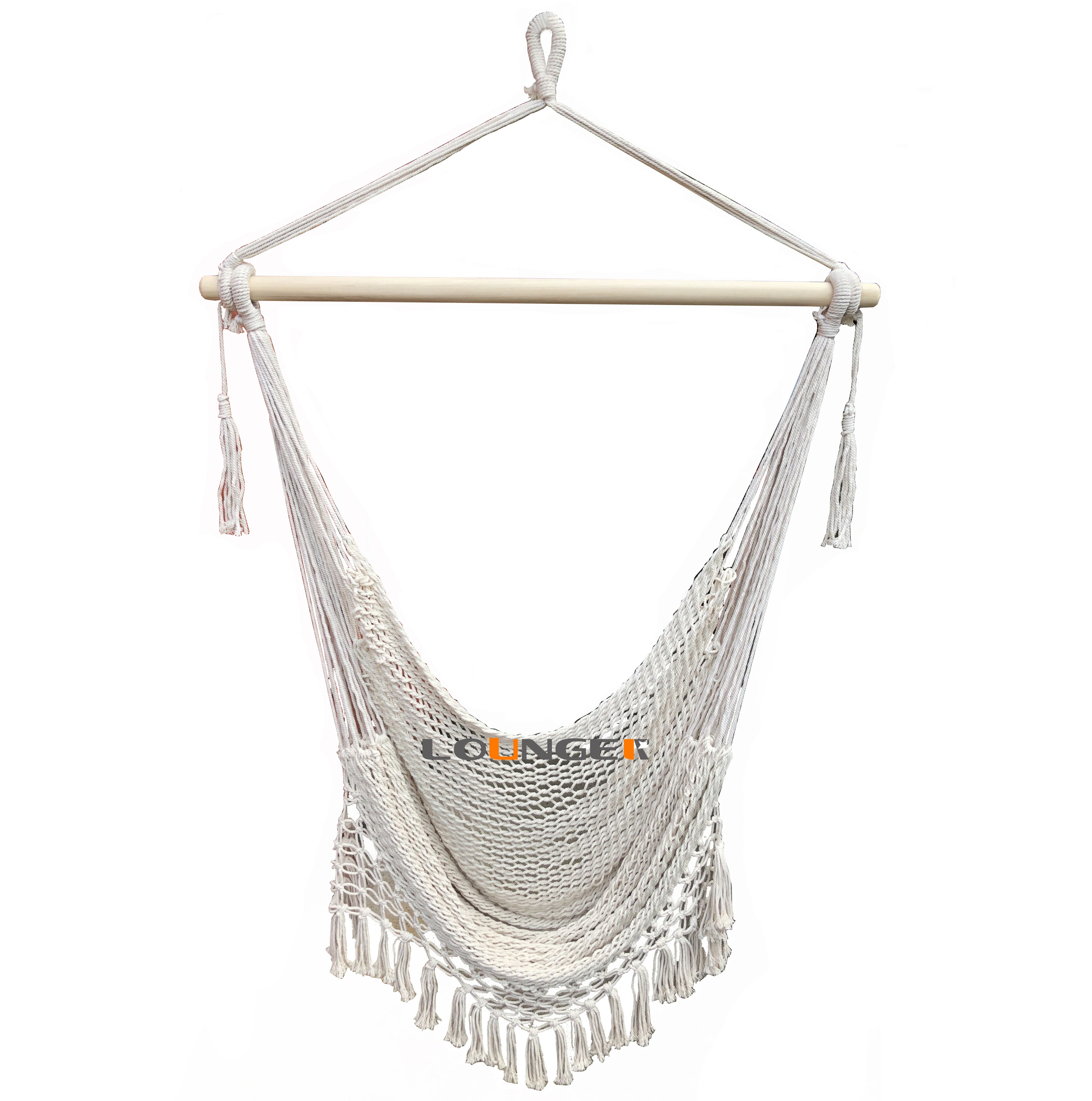 Handmade cotton poly rope garden patio swing  with macrame