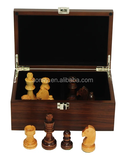 Dongguan Manufactured Walnut Glossy Painted Wood Chess Pieces Storage Box