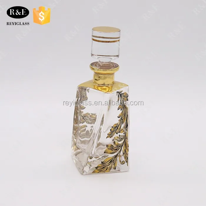 100ml golden display flower glass bottle decanter for oud oil perfume