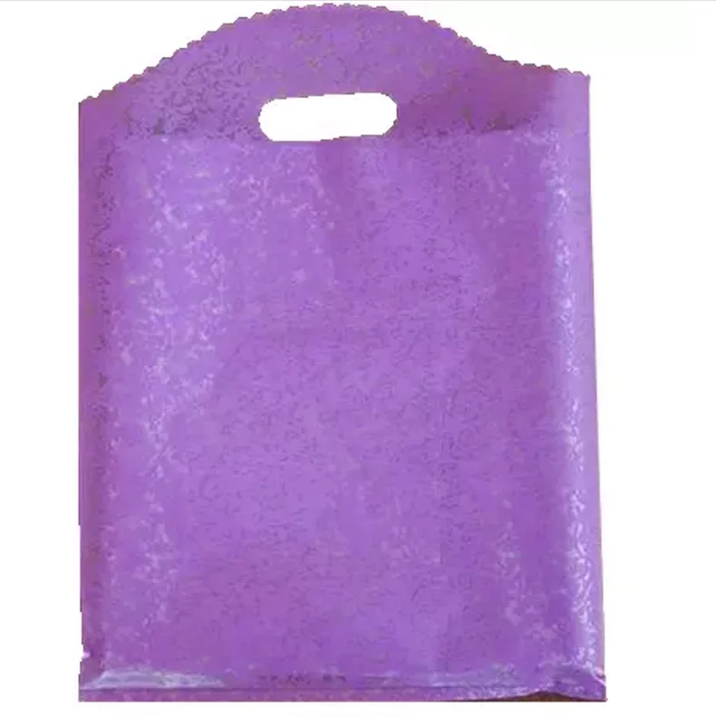 Customized logo printed plastic gift shopping bag with handle packaging bag