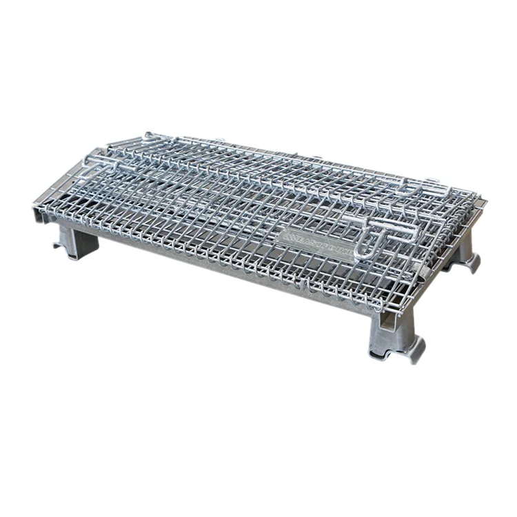 High quality galvanized collapsible metal wire mesh cage pallet bin box