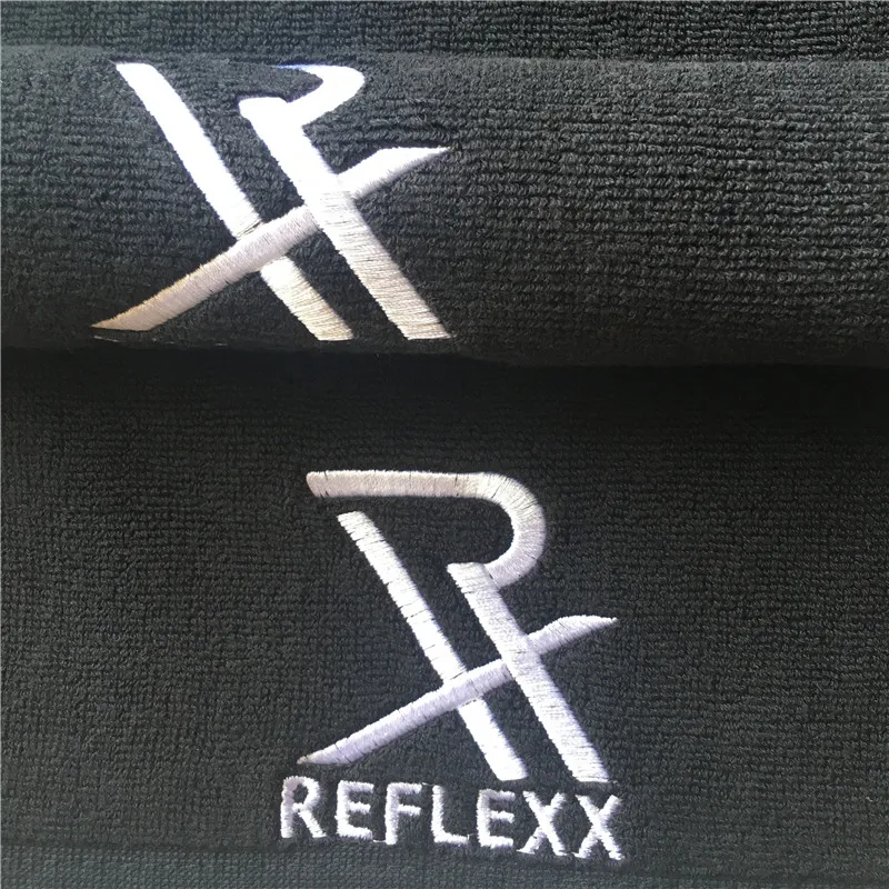 Black cotton washcloth with embroidery custom logo