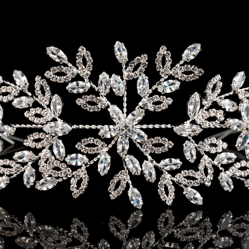 Echsio Women Copper Tiara Crown Fine Sparkling Zircon Jewelry Headpiece Hair Accessory For Wedding Bridal Accessories  BC4688