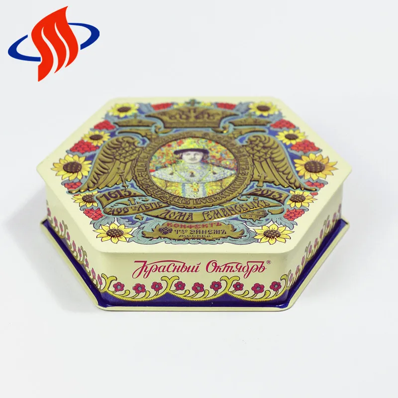 
irregular shape metal cake packing tin 