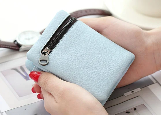 hot sell mini pu leather card holder pocket money woman wallet