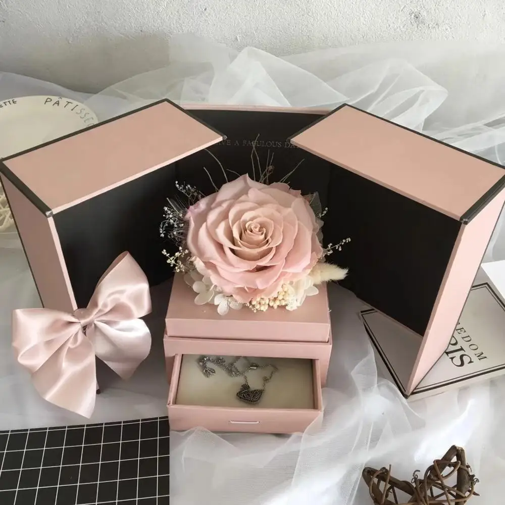 Ecuador preserved roses gift in double door flower box