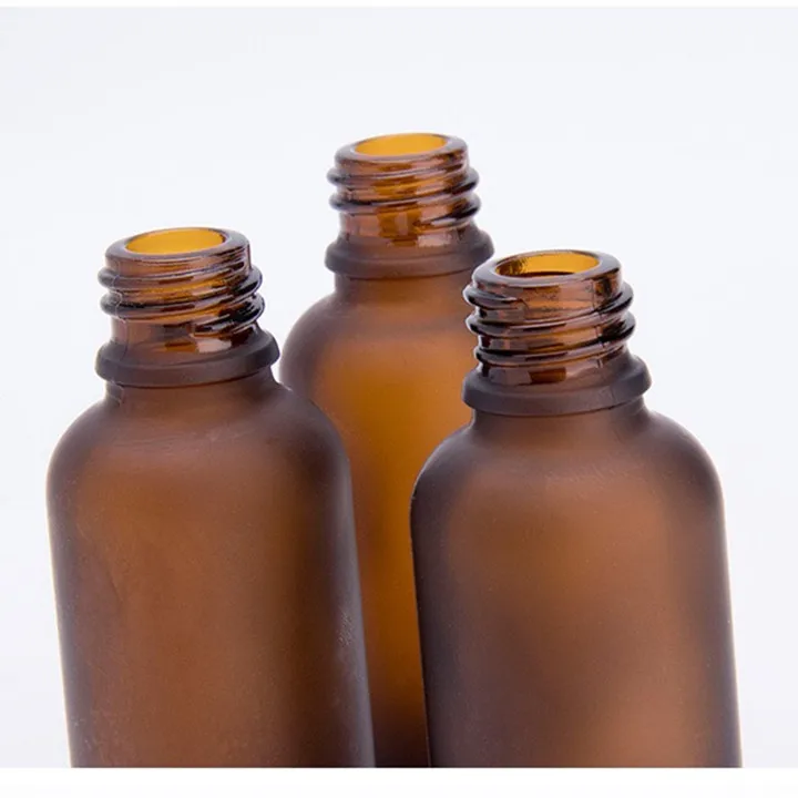 Cylinder glass 30ml 1oz frosted amber aroma arabic attar argan oil bottle with silver cap & dropper