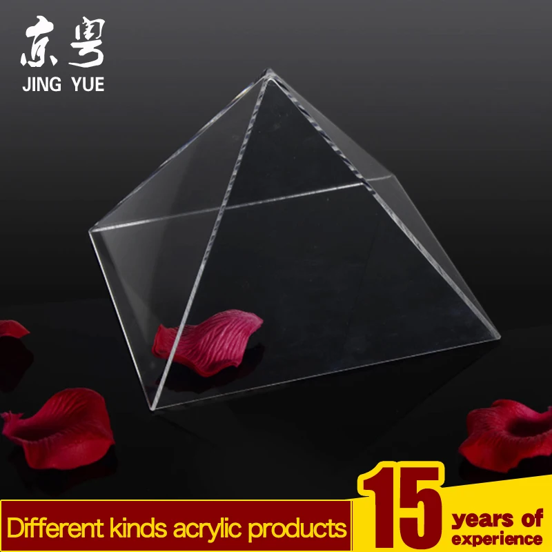 Custom jewelry store clear transparent pyramid shape pmma plexiglass jewelry ring display box case acrylic clear pyramid box