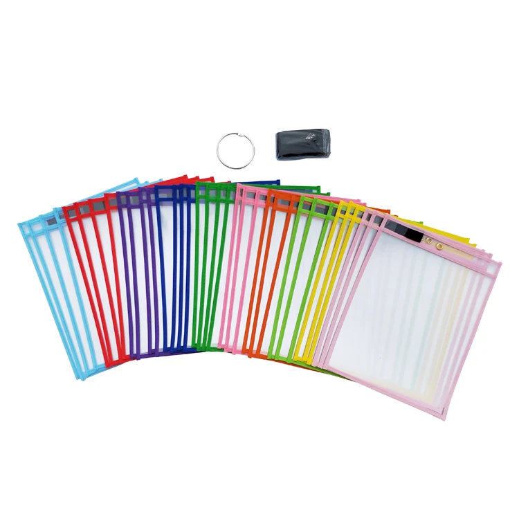 Dry Erase Pockets Sleeves Plastic Sleeve for Paper Teacher Classroom Supplies Folders Reusable Sheet Protectors Organization