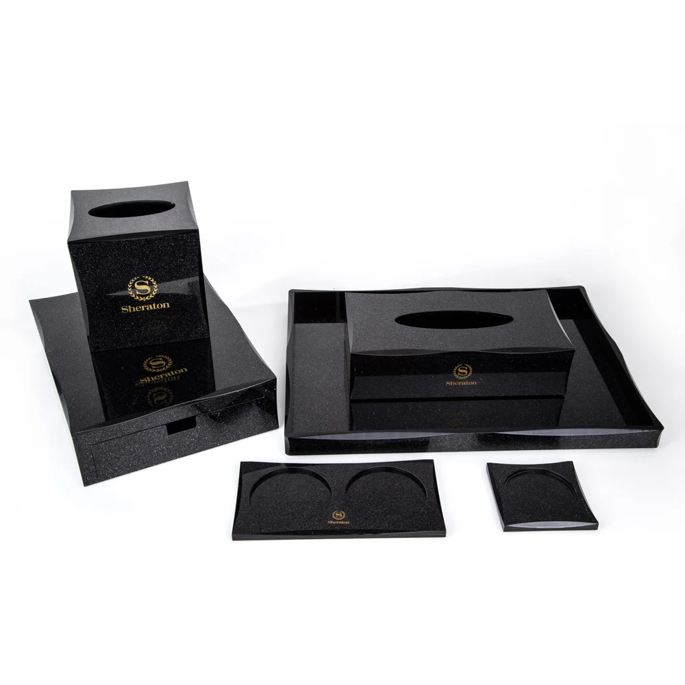 Customized luxury acrylic amenity series for restaurant hotel guest room supplies outlet