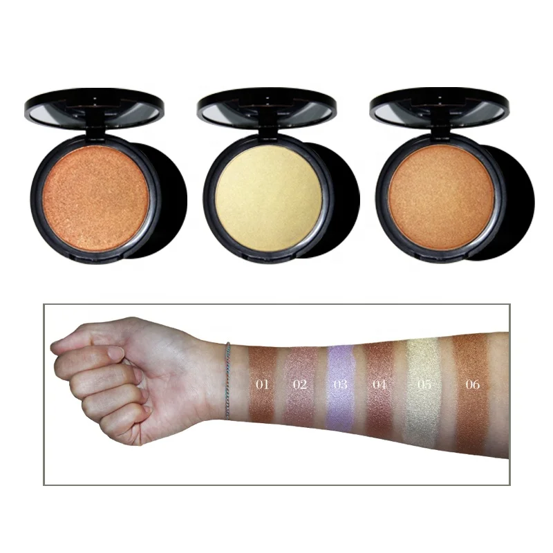 High Quality OEM 6 Colors Face Foundation Pressed Powder Highlighter Makeup