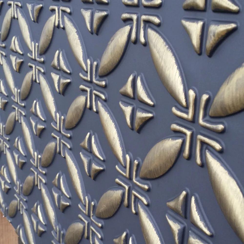 PLB38 Faux tin 3D wall panels black gold 3D embossed store shopping pub cafe club decor wall panels