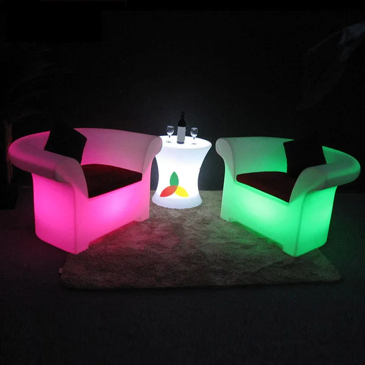 LED Illuminate Plastic Sofa Furniture Funny Big Sofa For Home KTV Use Garden Lighting Up Sectional  Sofa