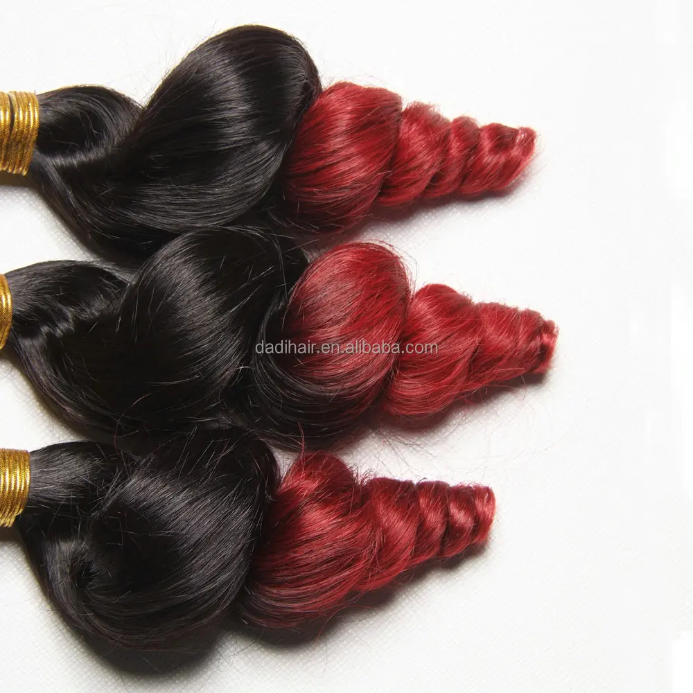 6A wholesale Brazilian human hair,Double drawn Soft ombre human hair extension,two tone color T1bbug loose wave