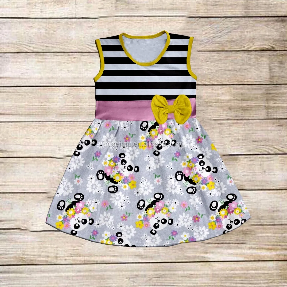 The latest wholesale spring kids Cool and comfortable beautiful cartoon pattern dress girls denim lace dress