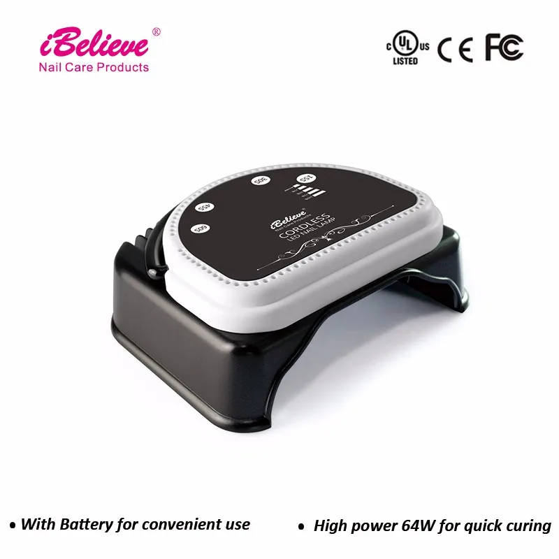 iBelieve Factory price OEM 64w cordless LED nail lamp