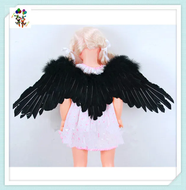 Hand Made Baby Doll Photo Prop Party Costume Small Black Feather Angel Wings HPC-2392