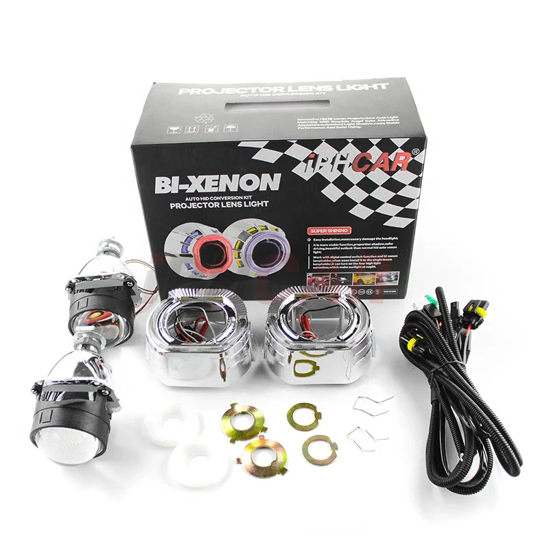 Factory Price G148 2.5' Crystal Rings HID BI-XENON Projector Lens 6000K 35W Projector HeadLamp Kit