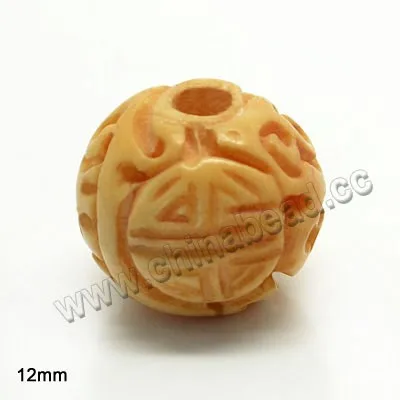 Carved Bone jewelry bead wholesale, Ivory, Chinese Longevity Symbol beads