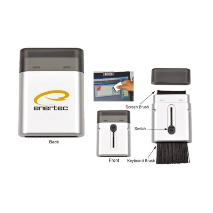 Рекламная Серебряная многофункциональная щетка 2 в 1 для чистки компьютерной клавиатуры с щеткой для экрана