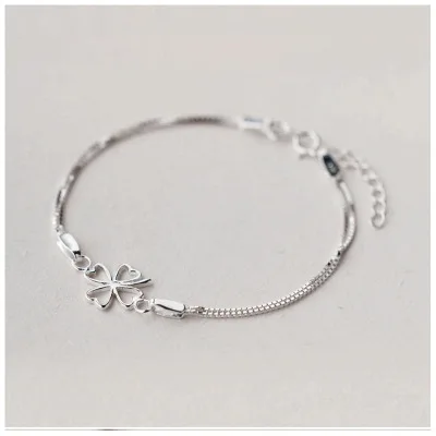 2019 925 Sterling Silver Four Leaf Clover bracelet Wholesale Jewelry