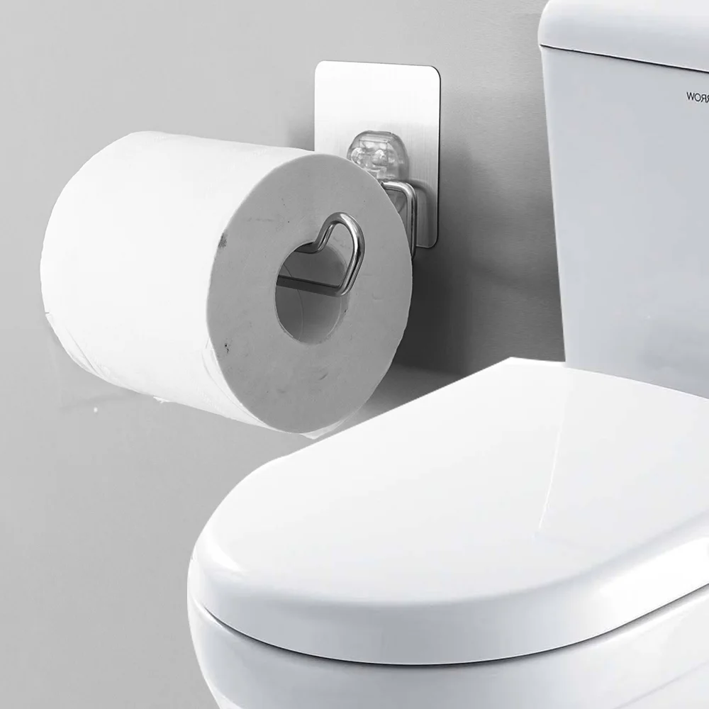 Wholesale Bathroom Stainless Steel Toilet Paper Holder Wall Mounted Self-Adhesive Magic Sticker Waterproof Tissue Holder