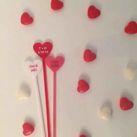 
Heart Shaped Acrylic Cocktail Swizzle Drink Stir Stick 