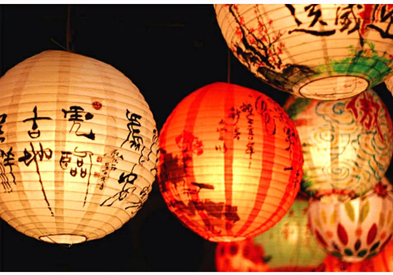 3-24 Inch Wholesale Eco-friendly Multi-colored paper lantern with led lights paper lantern lights led