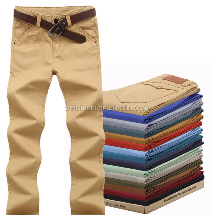 wholesale cheap khaki/green/wine/black/navy man trousers/customize 100% cotton mens long chino pants