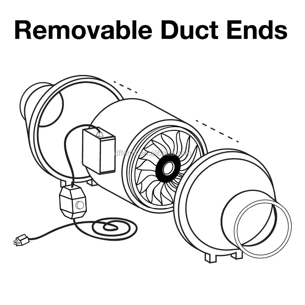 Diameter 100mm to 200mm Plastic Inline Mixed Flow Extractor Fan
