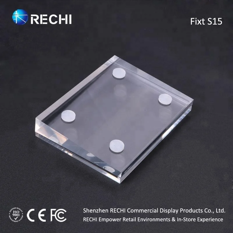 RECHI Retail Visual Merchandising Counter Clear Acrylic Sign Holder Display Block for Mobile Phone Acrylic Price Tag