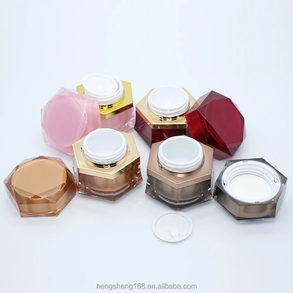 
Hengsheng factory supply customize OEM empty plastic acrylic polygonous crystal 5g 10g hexagon cream jar 