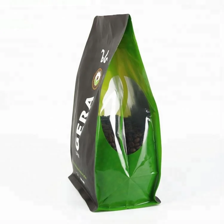 wholesale flat bottom coffee packaging bag custom printed coffee bean bag