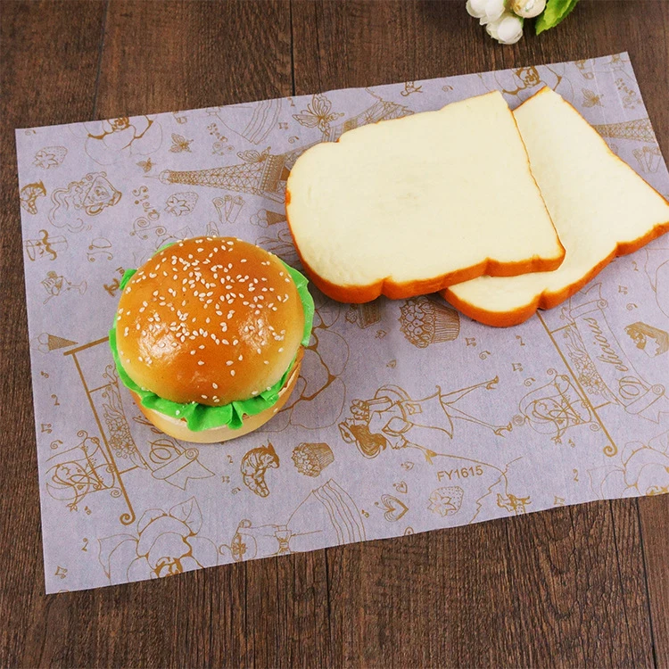 
Custom made grease proof burger tissue wrapping paper 