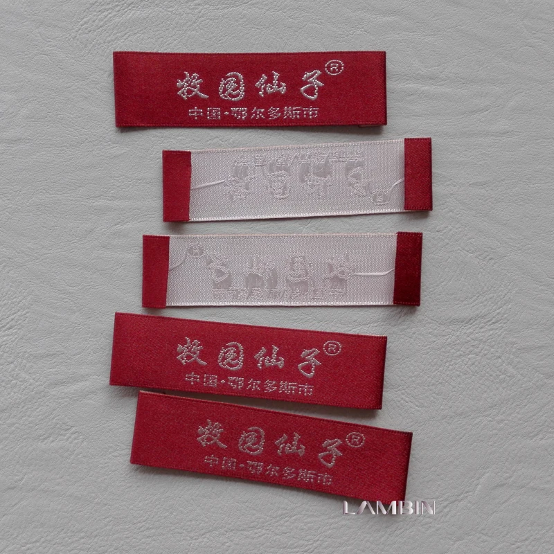 High density damask satin woven label from China BSCI certification factory