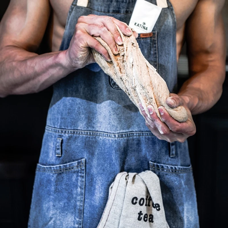 
Jeans Handsome and cool work custom apron bartender adjustable size aprons Kitchen Work BBQ Customized denim aprons kids barista 