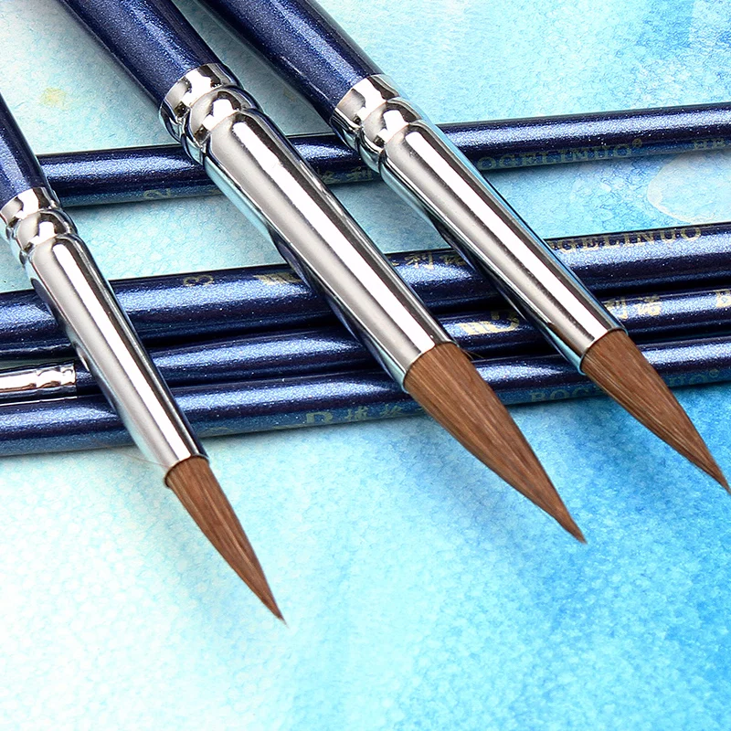 Bgln 7Pcs/set Imported Nylon Hair Artist Watercolor Paint Brushes Set For Watercolor Gouache Painting Art Supplies