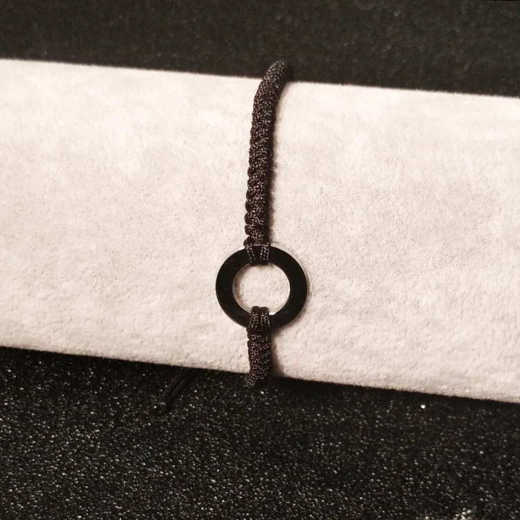 Custom Engravable Bracelet Personalized Intention Motto Woven Friendship Bracelet Round Washer Engraved  Bracelet