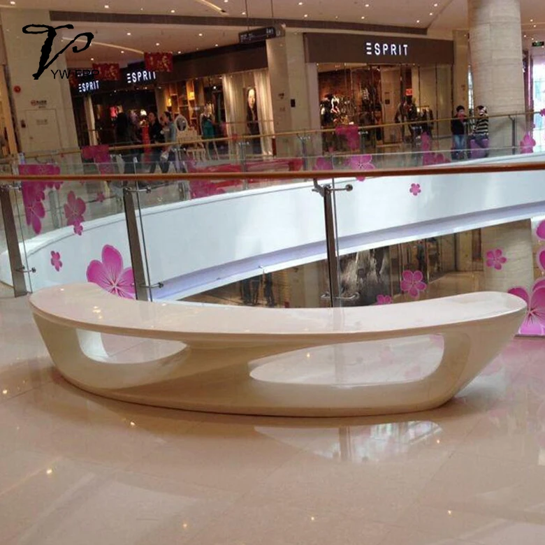 Outdoor decorative waiting chair mooon sets shopping mall bench with fiberglass