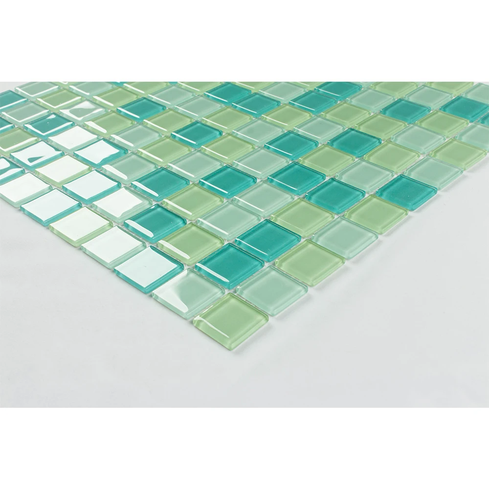 Foshan GUCI mix blue and green crystal mosaic tiles TV background wall decorative glass mosaic