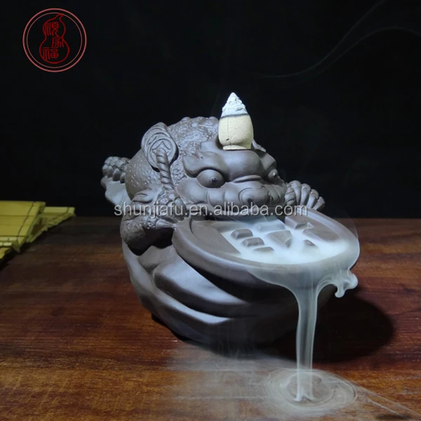 Настольное украшение, керамический задний поток, благовония, дым, водопад, жаба